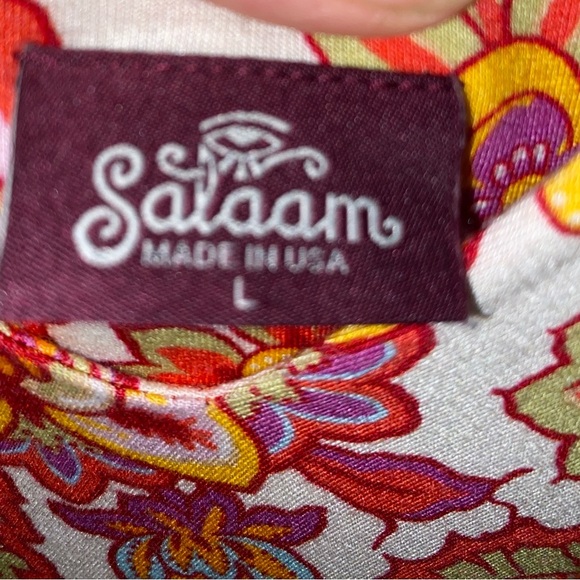 Salaam Red & Pink Multi Color Floral Paisley Cotton  Sleeveless Tank Top Dress - Picture 7 of 7